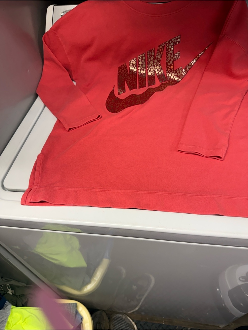 Women’s Nike Coral Pink Sweatshirt with Metallic Gold Nike Logo size M